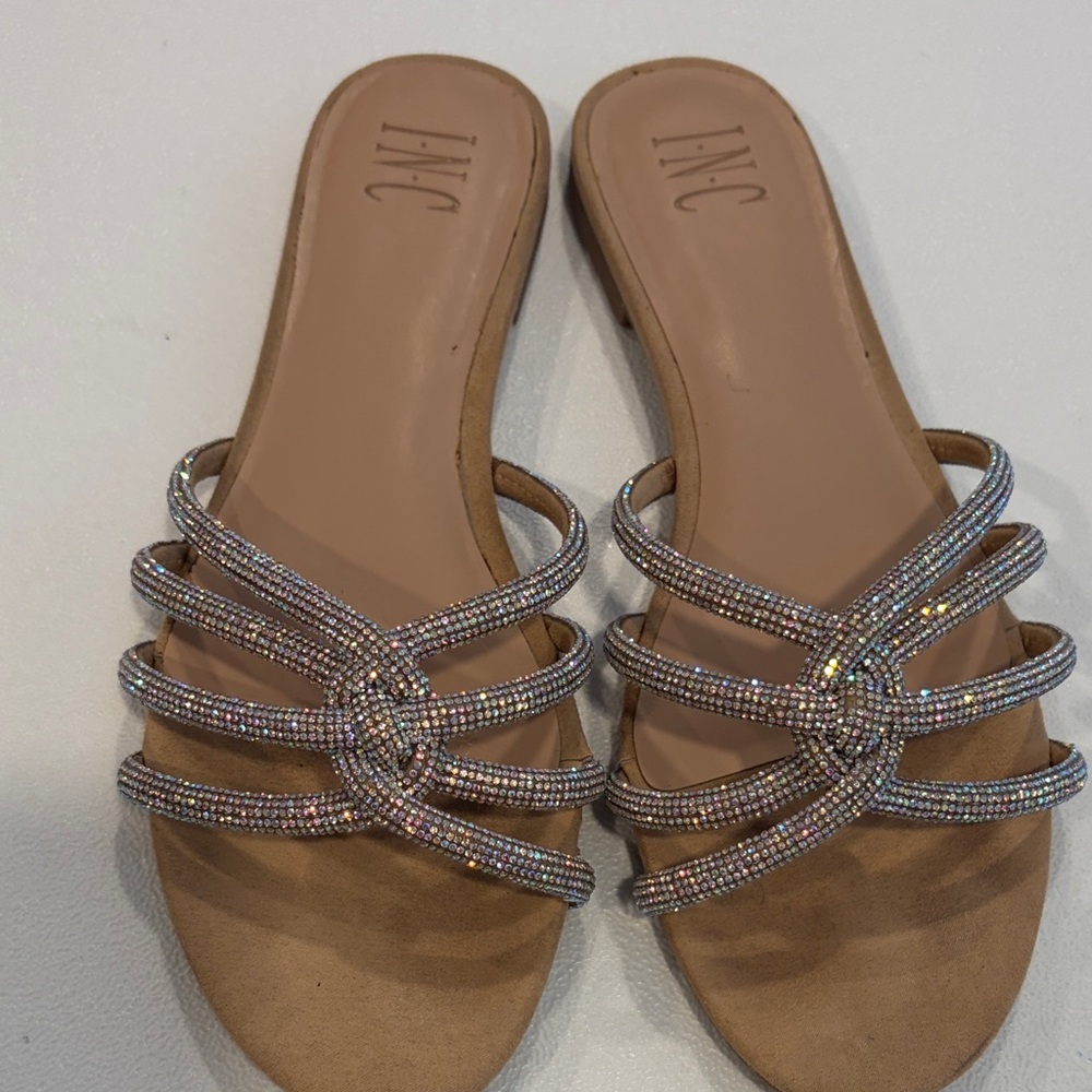 INC International Concepts Women's Tan and Silver Strappy Sandals